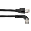 Picture of Ethernet 6a 10gig Right-Angle Patch Cable, F/UTP Shielded, 26AWG, RJ45 Straight to Left, LSZH, Black, 15 FT