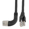 Picture of Ethernet 6a 10gig Right-Angle Patch Cable, F/UTP Shielded, 26AWG, RJ45 Straight to Left, LSZH, Black, 15 FT