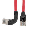 Picture of Ethernet 6a 10gig Right-Angle Patch Cable, F/UTP Shielded, 26AWG, RJ45 Straight to Left, LSZH, Red, 10 FT