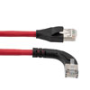 Picture of Ethernet 6a 10gig Right-Angle Patch Cable, F/UTP Shielded, 26AWG, RJ45 Straight to Left, LSZH, Red, 5 FT