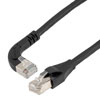 Picture of Ethernet 6a 10gig Right-Angle Patch Cable, F/UTP Shielded, 26AWG, RJ45 Straight to Right, LSZH, Black, 15 FT