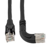 Picture of Ethernet 6a 10gig Right-Angle Patch Cable, F/UTP Shielded, 26AWG, RJ45 Straight to Right, LSZH, Black, 1 FT