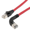 Picture of Ethernet 6a 10gig Right-Angle Patch Cable, F/UTP Shielded, 26AWG, RJ45 Straight to Right, LSZH, Red, 10 FT