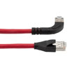 Picture of Ethernet 6a 10gig Right-Angle Patch Cable, F/UTP Shielded, 26AWG, RJ45 Straight to Right, LSZH, Red, 10 FT