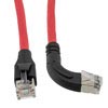 Picture of Ethernet 6a 10gig Right-Angle Patch Cable, F/UTP Shielded, 26AWG, RJ45 Straight to Right, LSZH, Red, 5 FT