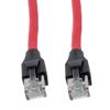 Picture of Category 7 10gig Ethernet Cable Assembly, S/FTP Shielded Pairs, RJ45 Male/Plug, 26AWG Stranded, PVC, Red, 0.5M