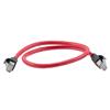 Picture of Category 7 10gig Ethernet Cable Assembly, S/FTP Shielded Pairs, RJ45 Male/Plug, 26AWG Stranded, PVC, Red, 0.5M