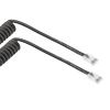 Picture of Category 5e Ethernet Coil Cord Assembly, RJ45-RJ45 90D Tangents, UTP 26AWG Stranded High Flex Industrial Polyurethane TPU, Black, 6 to 18in