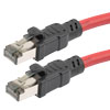Picture of Category 8 40gig Ethernet Cable Assembly, S/FTP Overall Braid Shield w Shielded Pairs, RJ45 Male-Plug, 24AWG Solid, CM PVC, Red, 25FT
