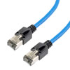 Picture of Cat 8 40Gig Ethernet Cable, S/FTP 28AWG, Slim Cable with Short Body Connector, PVC Jacket, Blue, 15FT