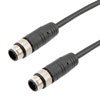 Picture of Category 5e Economy M12 4 Position D code Cable, IP67 M12 Male Plug to IP67 M12 Male Plug, 26AWG Shielded Outdoor VW-1 PVC Black, 0.5M