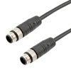 Picture of Category 5e Economy M12 4 Position D code Cable, IP67 M12 Male Plug to IP67 M12 Male Plug, 26AWG Shielded Outdoor VW-1 PVC Black, 3M