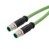 Picture of M12 Category 5e IP67 4 Position D code, Double Shielded, 22AWG Drag Chain, Industrial, Outdoor Cable, M12M M12M, CMX HFPUR, GRN, 0.5m