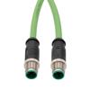 Picture of M12 Category 5e IP67 4 Position D code, Double Shielded, 22AWG Drag Chain, Industrial, Outdoor Cable, M12M M12M, CMX HFPUR, GRN, 10m