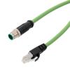 Picture of M12 Category 5e IP67 4 Position D code, Double Shielded, 22AWG Drag Chain, Industrial, Outdoor Cable, M12M RJ45M, CMX HFPUR, GRN, 5m