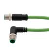 Picture of M12 Category 5e IP67 4 Position D code, Double Shielded, 22AWG Drag Chain, Industrial, Outdoor Cable, RAM12M M12M, CMX HFPUR, GRN, 0.5m