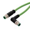 Picture of M12 Category 5e IP67 4 Position D code, Double Shielded, 22AWG Drag Chain, Industrial, Outdoor Cable, RAM12M M12M, CMX HFPUR, GRN, 10m