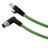 Picture of M12 Category 5e IP67 4 Position D code, Double Shielded, 22AWG Drag Chain, Industrial, Outdoor Cable, RAM12M RJ45M, CMX HFPUR, GRN, 0.5m