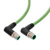 Picture of M12 Category 5e IP67 4 Position D code, Double Shielded, 22AWG Drag Chain, Industrial, Outdoor Cable, 2x RAM12M, CMX HFPUR, GRN, 10m