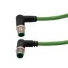 Picture of M12 Category 5e IP67 4 Position D code, Double Shielded, 22AWG Drag Chain, Industrial, Outdoor Cable, 2x RAM12M, CMX HFPUR, GRN, 5m