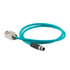 Picture of Category 5e M12 IP68 4 Position D code Double Shielded SF/UTP Industrial Outdoor High Flex Cable, M12 M to RJ45 F, CMX TPE, TEAL, 1.0m