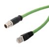 Picture of M12 Category 6a 10gig IP68 8 Position X code Double Shielded S/FTP, 26AWG, Outdoor Industrial Cable, M12M RJ45M, CMX HFPUR, GRN, 3m