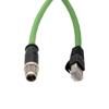 Picture of M12 Category 6a 10gig IP68 8 Position X code Double Shielded S/FTP, 26AWG, Outdoor Industrial Cable, M12M RJ45M, CMX HFPUR, GRN, 3m