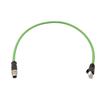 Picture of M12 Category 6a 10gig IP68 8 Position X code Double Shielded S/FTP, 26AWG, Outdoor Industrial Cable, M12M RJ45M, CMX HFPUR, GRN, 3m
