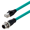 Picture of Category 6a M12 8 Position X code Double Shielded Industrial Cable, M12 F Panel Mount / RJ45, 0.5m