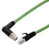 Picture of M12 Category 6a 10gig IP68 8 Position X code Double Shielded S/FTP, 26AWG, Outdoor Industrial Cable, RAM12M RJ45M, CMX HFPUR, GRN, 3m