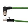 Picture of M12 Category 6a 10gig IP68 8 Position X code Double Shielded S/FTP, 26AWG, Outdoor Industrial Cable, RAM12M RJ45M, CMX HFPUR, GRN, 3m