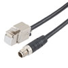 Picture of Category 6a Ethernet Economy M12 8 Position X code Cable, IP67 M12 Male to RJ45 Female Jack, 26AWG Shielded Outdoor VW-1 PVC Black, 1.0M
