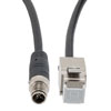 Picture of Category 6a Ethernet Economy M12 8 Position X code Cable, IP67 M12 Male to RJ45 Female Jack, 26AWG Shielded Outdoor VW-1 PVC Black, 1.0M