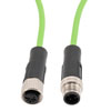 Picture of IP67 Waterproof M12 3 Position A-code Sensor Actuator Signal Cable, Industrial Drag Chain PUR, 22AWG, Male to Female, Green, 0.5M