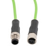 Picture of IP67 Waterproof M12 3 Position A-code Sensor Actuator Signal Cable, Shielded Industrial Drag Chain PUR, 22AWG, Male to Female, Green, 0.5M