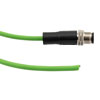 Picture of IP67 Waterproof M12 3 Position A-code Sensor Actuator Signal Cable, Industrial Drag Chain PUR, 22AWG, Male to Open, Green, 0.5M