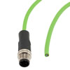 Picture of IP67 Waterproof M12 3 Position A-code Sensor Actuator Signal Cable, Industrial Drag Chain PUR, 22AWG, Male to Open, Green, 0.5M