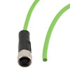 Picture of IP67 Waterproof M12 3 Position A-code Sensor Actuator Signal Cable, Industrial Drag Chain PUR, 22AWG, Female to Open, Green, 1M