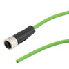 Picture of IP67 Waterproof M12 3 Position A-code Sensor Actuator Signal Cable, Shielded Industrial Drag Chain PUR, 22AWG, Female to Open, Green, 3M