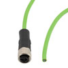 Picture of IP67 Waterproof M12 3 Position A-code Sensor Actuator Signal Cable, Shielded Industrial Drag Chain PUR, 22AWG, Female to Open, Green, 3M