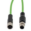 Picture of IP67 Waterproof M12 5 Position A-code Sensor Actuator Signal Cable, Industrial Drag Chain PUR, 22AWG, Male to Female, Green, 0.5M