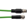 Picture of IP67 Waterproof M12 5 Position A-code Sensor Actuator Signal Cable, Shielded Industrial Drag Chain PUR, 22AWG, Male to Female, Green, 0.5M