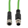 Picture of IP67 Waterproof M12 5 Position A-code Sensor Actuator Signal Cable, Shielded Industrial Drag Chain PUR, 22AWG, Male to Female, Green, 0.5M