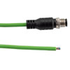 Picture of IP67 Waterproof M12 5 Position A-code Sensor Actuator Signal Cable, Industrial Drag Chain PUR, 22AWG, Male to Open, Green, 10M