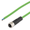 Picture of IP67 Waterproof M12 5 Position A-code Sensor Actuator Signal Cable, Industrial Drag Chain PUR, 22AWG, Female to Open, Green, 1M