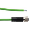 Picture of IP67 Waterproof M12 5 Position A-code Sensor Actuator Signal Cable, Industrial Drag Chain PUR, 22AWG, Female to Open, Green, 3M