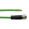 Picture of IP67 Waterproof M12 5 Position A-code Sensor Actuator Signal Cable, Shielded Industrial Drag Chain PUR, 22AWG, Female to Open, Green, 15M