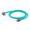 Picture of ix Industrial Assembly, Category 6a, SF/UTP, Right Angle Up ix A Plug To ix A Plug, 26 AWG, Industrial Outdoor High Flex, TPE, Teal, 3-meter
