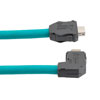 Picture of ix Industrial Assembly, Category 6a, SF/UTP, Right Angle Down ix A Plug To ix A Plug, 26AWG Industrial Outdoor High Flex, TPE, Teal, 3-meter