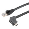 Picture of ix Low Smoke Zero Halogen Cable, Category 6a, F/UTP, Single Shielded, Right Angle Down ix A Plug To RJ45 Plug 26AWG CMX LSZH, Black, 1-meter
